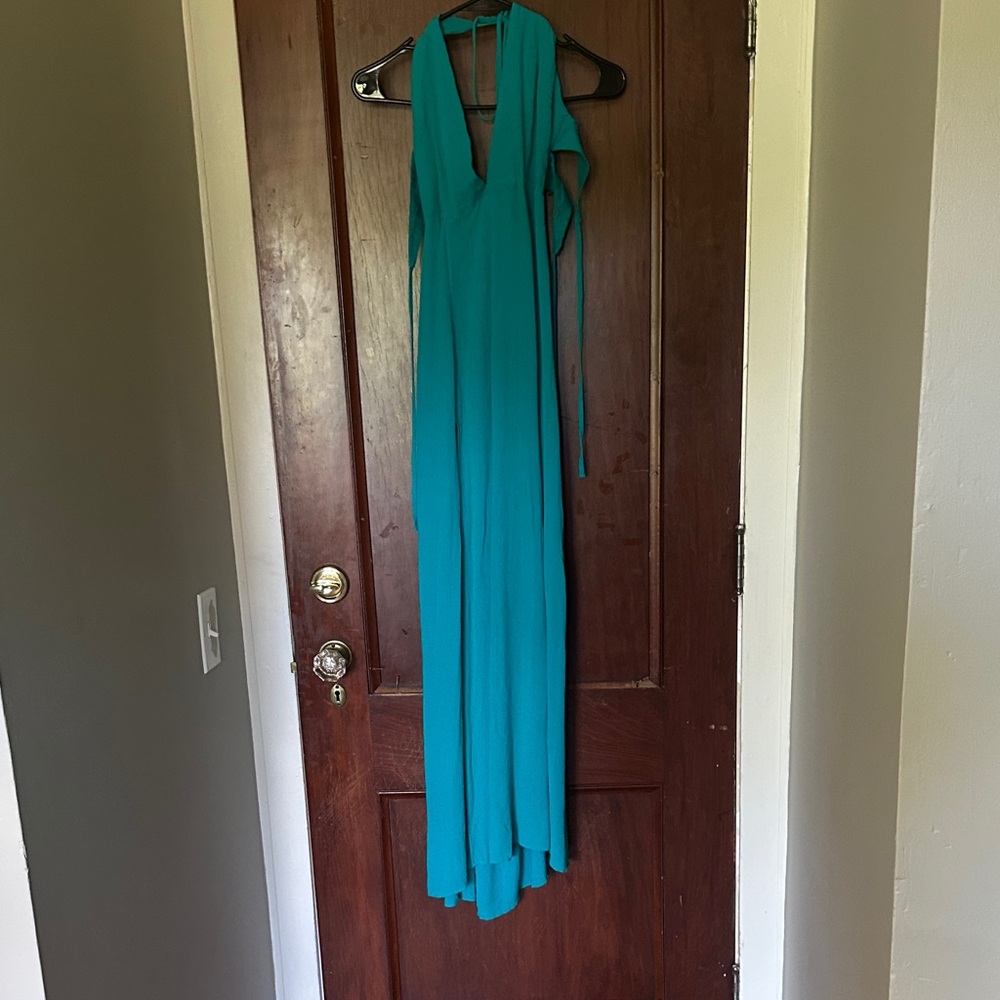 superdown Teal Halter Maxi Dress NWT